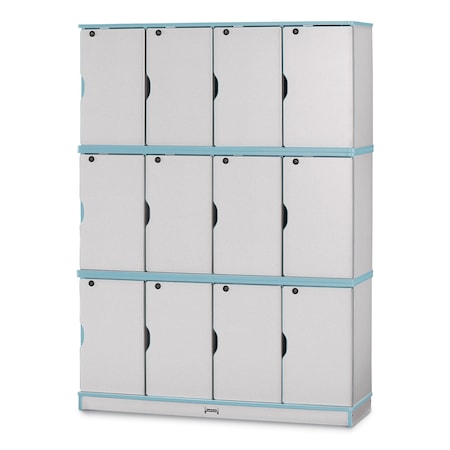 Jonti-Craft Rainbow Accents Stacking Lockable Lockers, Triple Stack, Coastal Blue 4697JC131